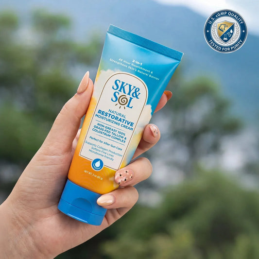 Sky and Sol All-in-One Cream, 3oz 100% Grass Fed Beef Tallow Moisturizer Day & Night Natural Skincare, After-Sun Care for All Skin Types